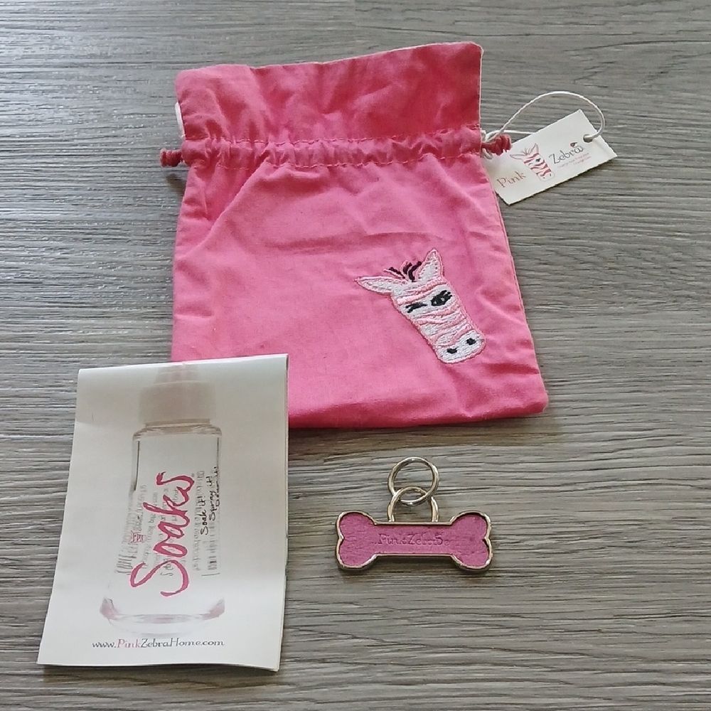 Pink Zebra Just Soak it Engravable Dog Tag in Pink NEW